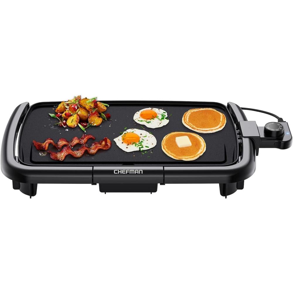 Chefman XL Electric Griddle with Removable Temperature Control, Immersible Flat Top Grill, Burger, Eggs, Pancake Griddle, Nonstick Extra Large Cooking Surface, Slide Out Drip Tray, 10 x 20 Inch(10″ x 16″)