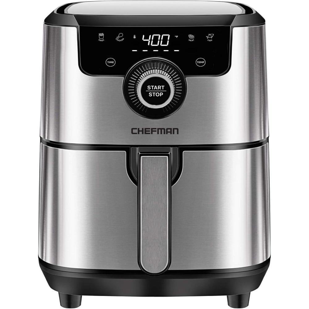 Chefman TurboFry Touch 8 Quart Air Fryer w/ XL Viewing Window & Advanced Digital Display, Fry with Less Oil for Healthy Food, Adjustable Temperature Control, Cooking Presets & Dishwasher-Safe Basket(4.5 QT)