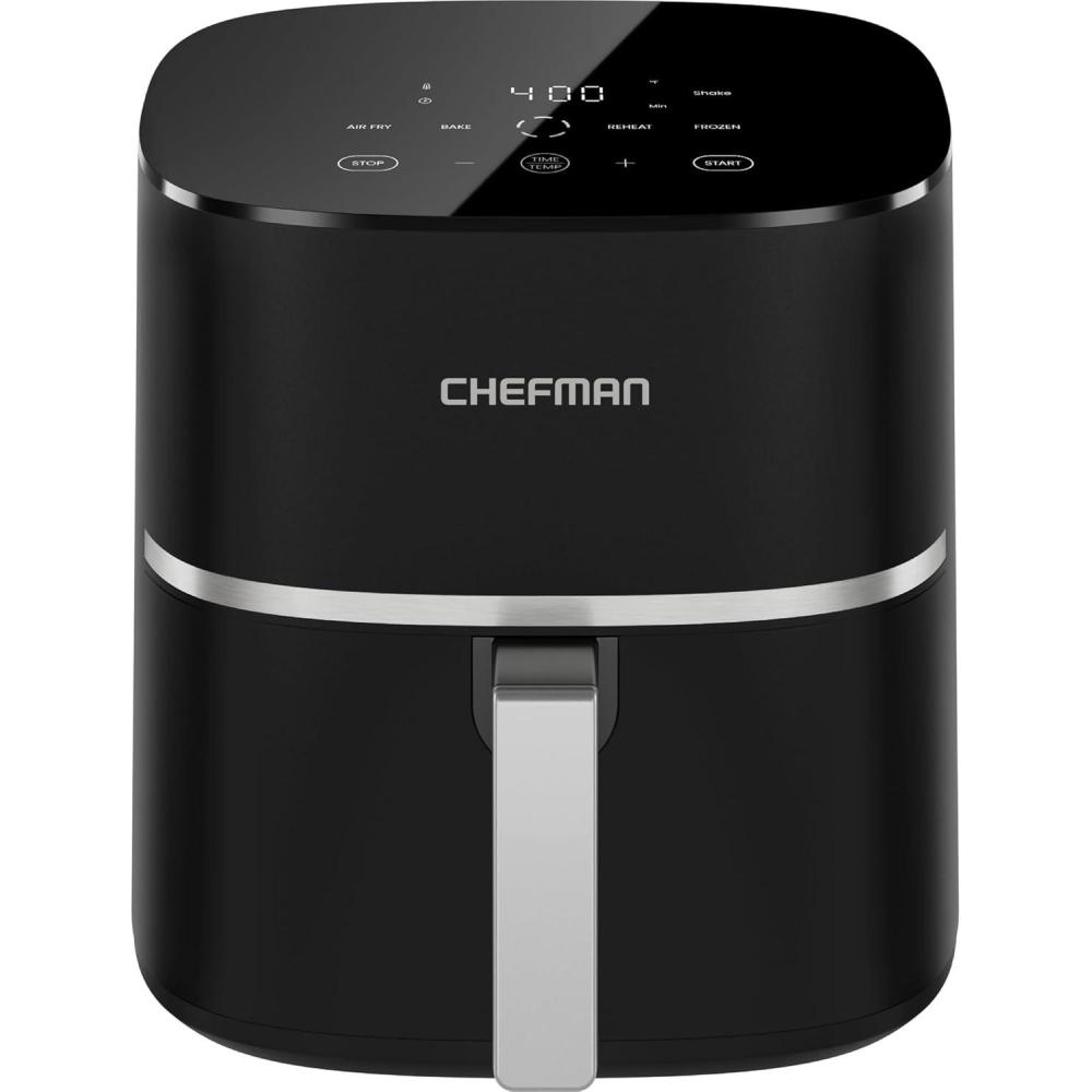 Chefman TurboX 4-in-1 Air Fryer, 5-Quart Airfryer for Extra Crispy Chicken, Fries, Wings, and More, Air Fry, Bake, Reheat, and Frozen Functions, Digital Touch Controls, Dishwasher Safe(5 Quart)