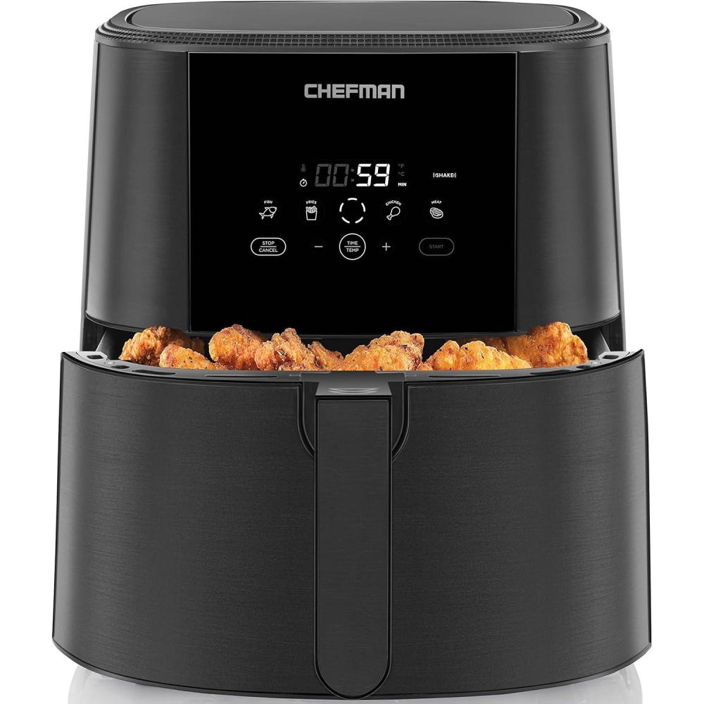 Chefman TurboFry Touch 8 Quart Air Fryer w/ XL Viewing Window & Advanced Digital Display, Fry with Less Oil for Healthy Food, Adjustable Temperature Control, Cooking Presets & Dishwasher-Safe Basket(8 QT)