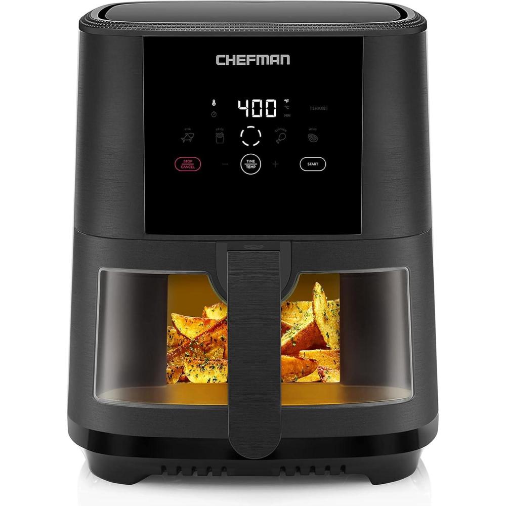 Chefman TurboFry Touch 8 Quart Air Fryer w/ XL Viewing Window & Advanced Digital Display, Fry with Less Oil for Healthy Food, Adjustable Temperature Control, Cooking Presets & Dishwasher-Safe Basket(5 QT)