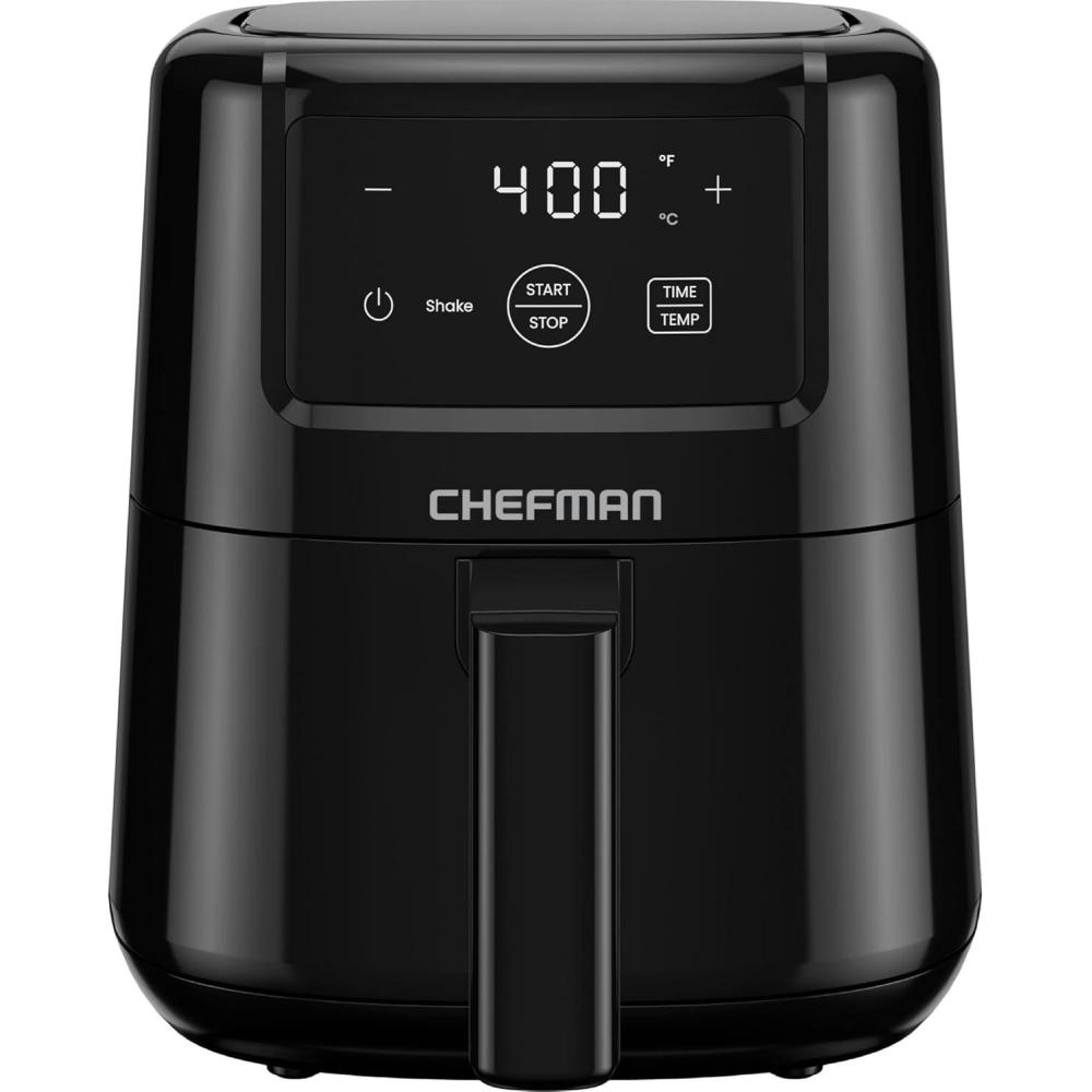 CHEFMAN Small, Compact Air Fryer Healthy Cooking, 2 Qt, Nonstick, User Friendly and Adjustable Temperature Control w/ 60 Minute Timer & Auto Shutoff, Dishwasher Safe Basket, BPA – Free, Black(Black)