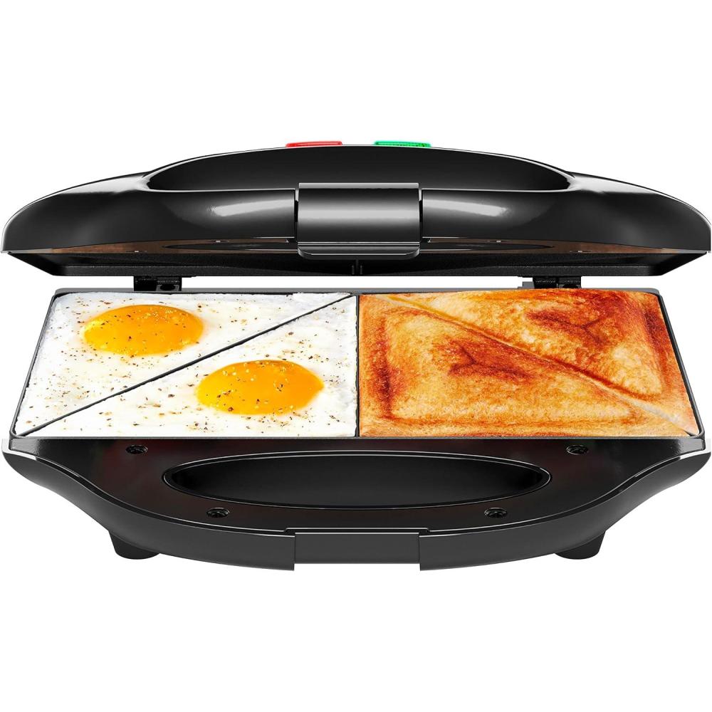 Chefman Portable Compact Grill, Dual Use Panini Press, Sandwich Maker, Electric Grill Griddle, Nonstick, Electric Indoor Grill, Countertop Panini Maker with Cord Storage, Locking Lid, Indicator Lights(Sandwich)