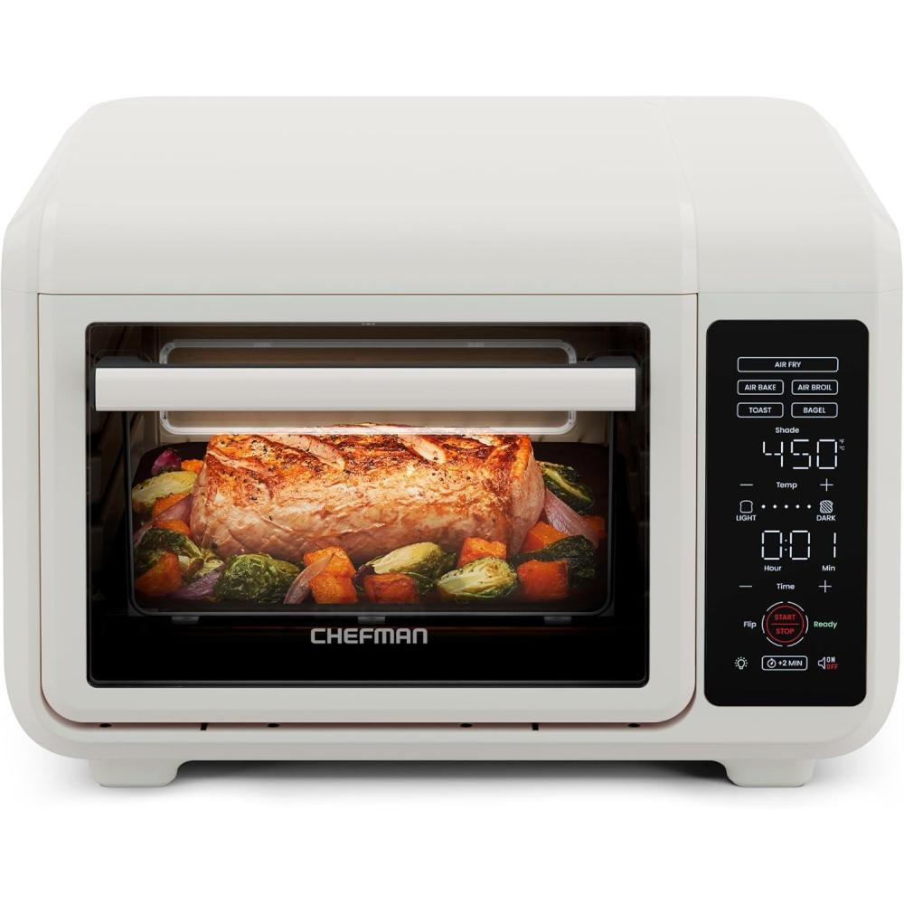 Chefman Air Fryer Toaster Oven Combo, Countertop Oven for Quick & Healthy Meals, Bake, Broil, Air Fry, Toast, and Bagel Functions, 450°F Max Temp, 4 Slice Toaster Oven Air Fryer Combo – Ivory(Ivory)