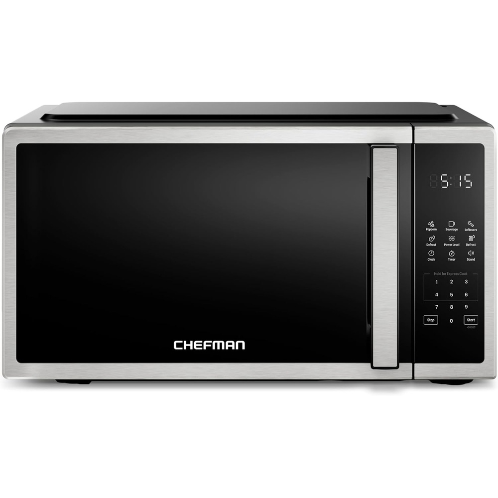 Chefman Compact Countertop Microwave Oven 0.7 Cu. Ft., 700W with 10 Power Levels, 3 Cooking Presets with One-Touch Express Cook, 2 Defrost Settings, Child Safety Lock, & Mute Button – Stainless Steel(0.7 Cu. Ft)