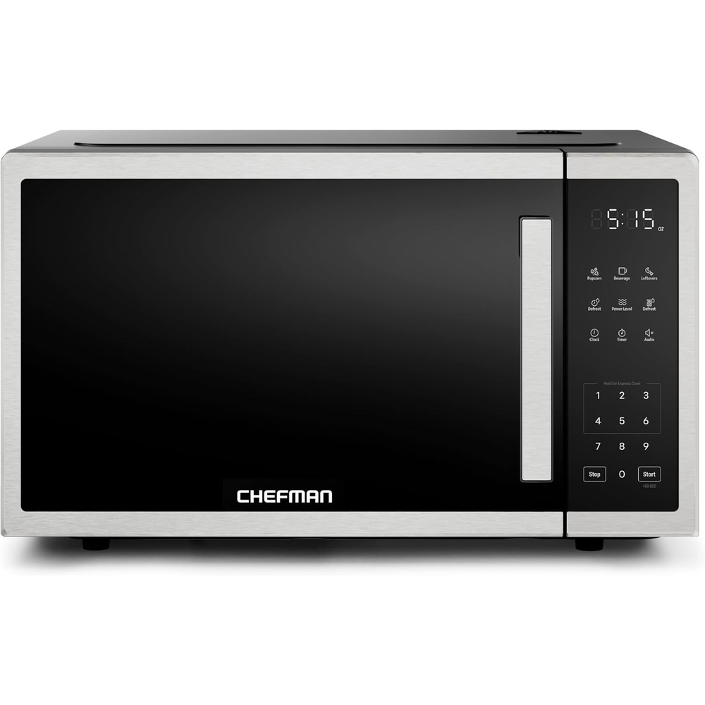 Chefman Compact Countertop Microwave Oven 0.7 Cu. Ft., 700W with 10 Power Levels, 3 Cooking Presets with One-Touch Express Cook, 2 Defrost Settings, Child Safety Lock, & Mute Button – Stainless Steel(1.1 Cu. Ft)