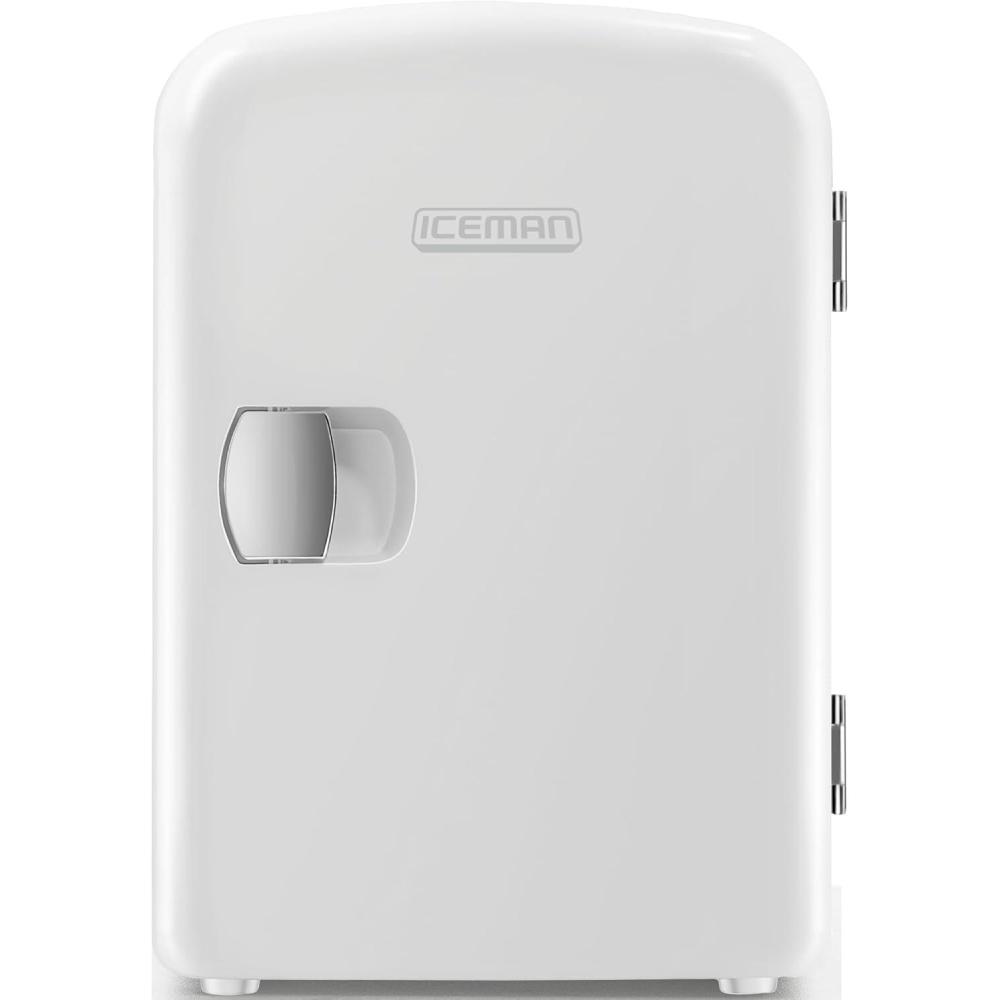 Chefman – Iceman Mini Portable White Personal Fridge Cools Or Heats & Provides Compact Storage For Skincare, Snacks, Or 6 12oz Cans W/ A Lightweight 4-liter Capacity To Take On The Go(White)