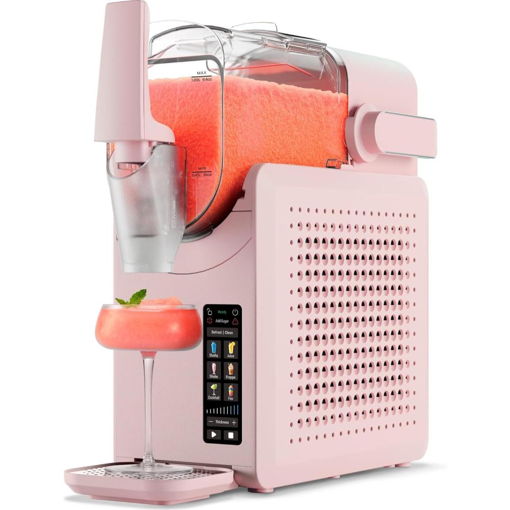 Iceman by Chefman Slush-Ease MAX 90oz Slushie Machine, 64oz Liquid Capacity Frozen Drink Maker & Slushy Machine with 5 Presets and LED Display, Perfect for Frozen Margaritas, Frappes, Smoothies(Pink)