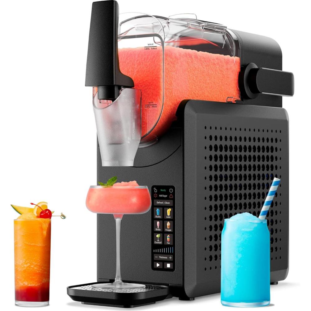 Iceman by Chefman Slush-Ease MAX 90oz Slushie Machine, 64oz Liquid Capacity Frozen Drink Maker & Slushy Machine with 5 Presets and LED Display, Perfect for Frozen Margaritas, Frappes, Smoothies(Black)