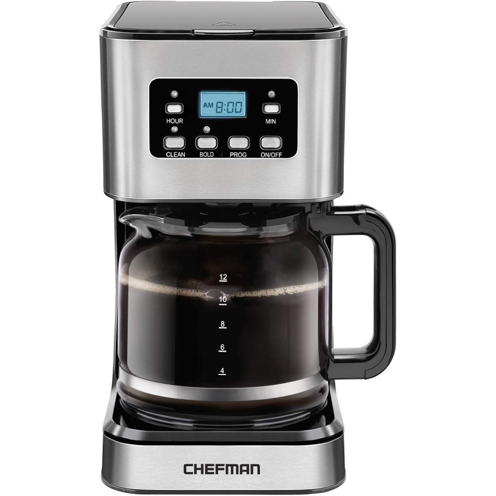 Chefman Caffeinator Single Serve Coffee Maker, Brew Kcups & Grounds, Drip Coffee Machine with Brew Strength Settings, Iced Coffee Function, 48 oz. Removable Water Reservoir(Stainless Steel)