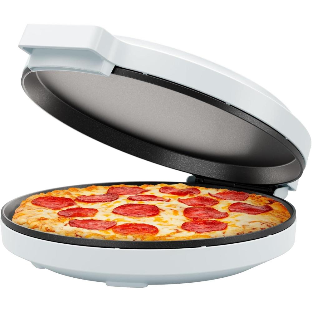 Chefman Everything Maker & Pizza Oven – 1440W Countertop Electric Pizza Maker with 12 Nonstick Cooking Plates, Plus Makes Quesadillas, Omelettes and More, with Indicator Lights and Vertical Storage(Concrete)